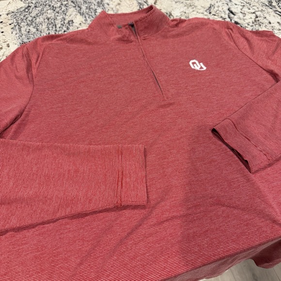 JOHNNIE O Oklahoma Sooners Mens Crimson XL Quarter Zip Pullover Red Long Sleeve - Picture 4 of 13